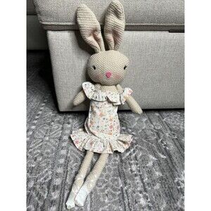 Bunny Rabbit Knit Crochet Doll Plush Floral Dress Ballet Shoes 23” Easter